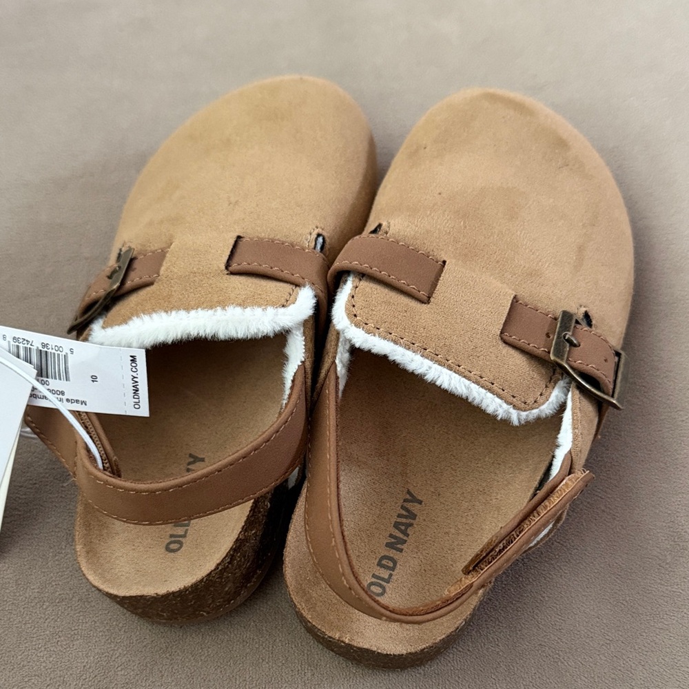Old Navy Brown Moccasin Toddler Shoes Faux Fur Size 10 - Picture 4 of 6
